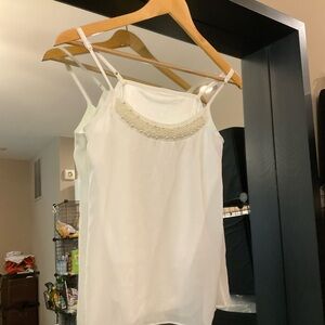(Anna) B1G1 Duras White Embellished Fitted Sleeveless Camisole